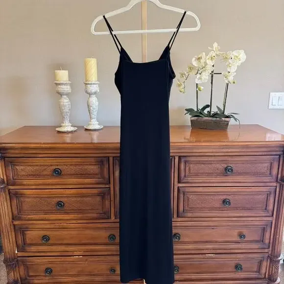 Lanston Black Ruched Midi Dress Double Strap Size S NWT - Picture 5 of 8